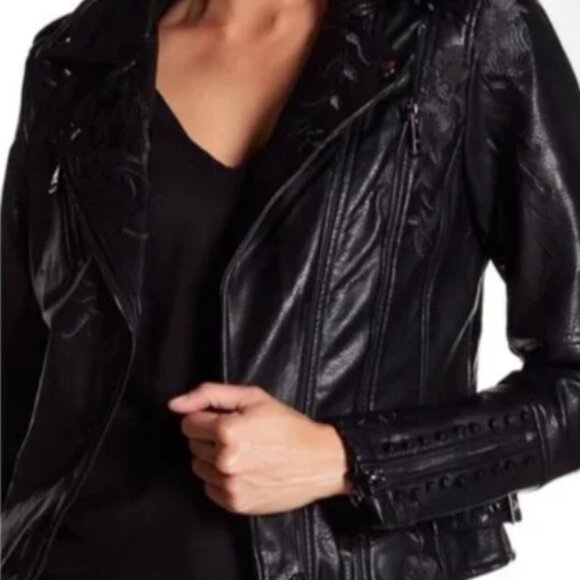 🔥VIGOSS Faux Leather Studded Moto Jacket Women's Size 2X 🔥 - Picture 5 of 7